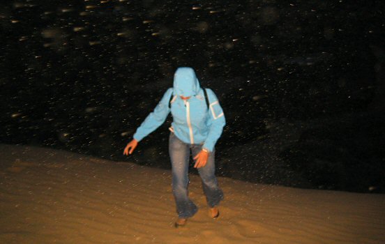 Climbing sand dunes at night