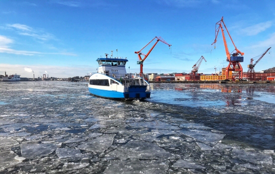 Gothenburg ferry with ice