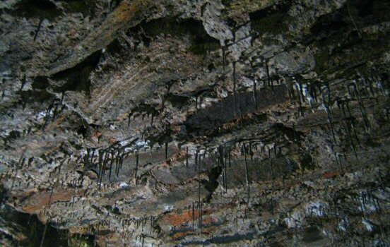 Speleothem ceiling formations beneath Carolus Rex