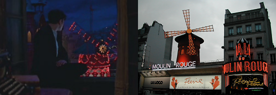 Moulin Rouge scene, Moulin Rouge exterior, Paris