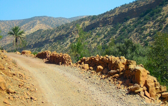 On the desert road through the Atlas Mountains