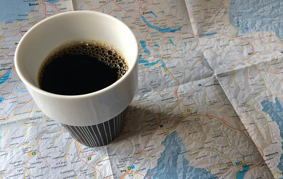 Coffee on map