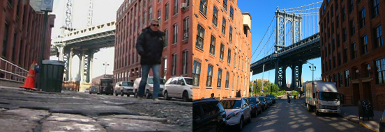 No Reservations scene, Anthony Bourdain at Manhattan Bridge, Brooklyn