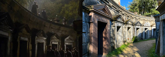 The Crimes of Grindelwald scene, Highgate Cemetery, London