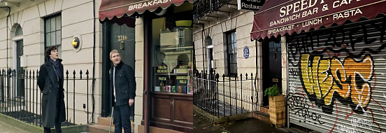 Sherlock scene, North Gower Street, London